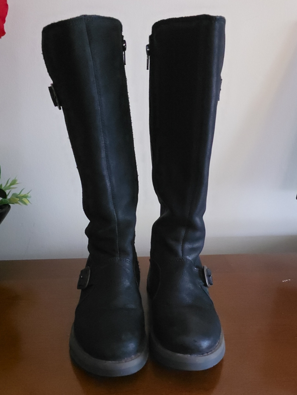 Fly London Black Knee-High Leather Heeled Boots
